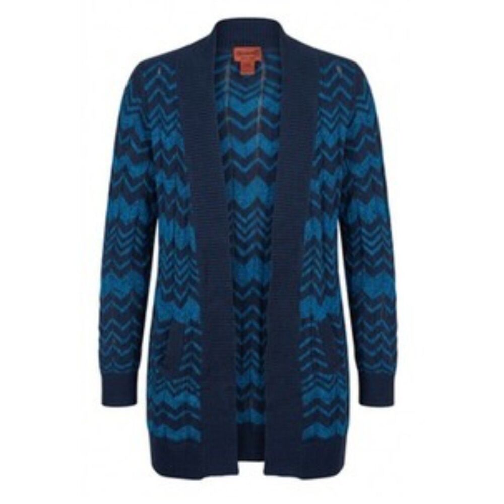 Missoni for Target Blue Chevron Knit Longline Duster Cardigan Sweater Sz L